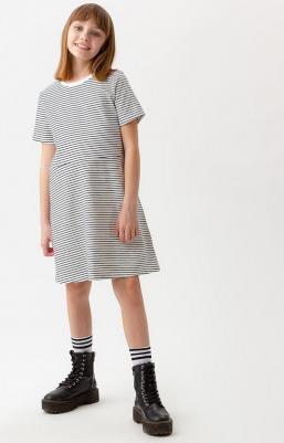 Платье белое с принтом в полоску (140) – фото 3