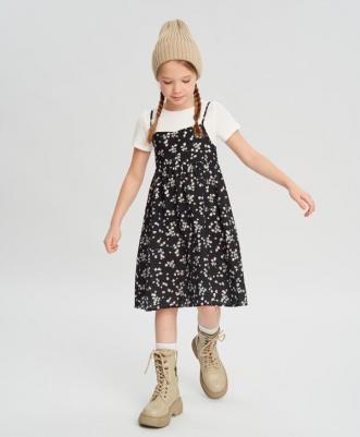 Платье, хлопок, флористический принт, размер 122, мультиколор – фото 6