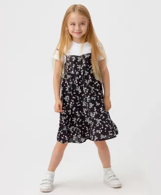 Платье, хлопок, флористический принт, размер 98, мультиколор