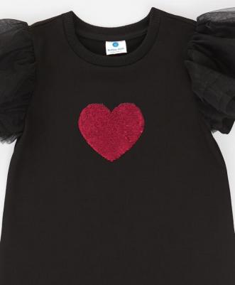 Платье оверсайз с короткими рукавами-бабочкамичерное, 128, 224BBGP5002 – фото 2