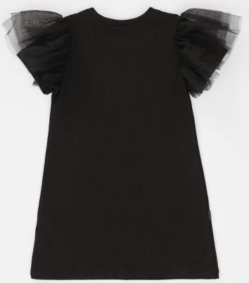 Платье оверсайз с короткими рукавами-бабочкамичерное, 98, 224BBGP5002 – фото 4