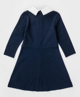 Платье с белым отложным воротником с ажурной вязкой синее (128) – фото 6