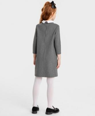 Платье с белым отложным воротником серое (152) – фото 5