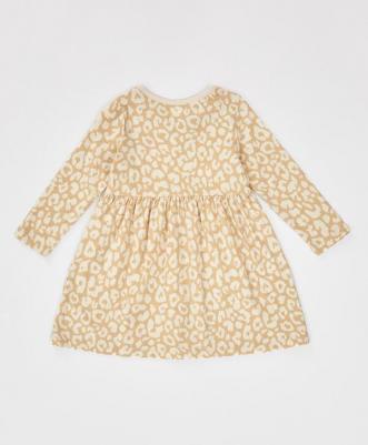 Платье с принтом леопард с длинным рукавом бежевое, 98, 224BBGMC5003 – фото 2