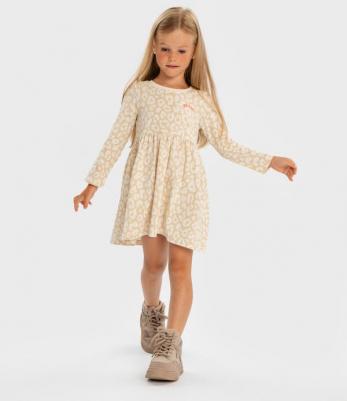 Платье с принтом леопард с длинным рукавом бежевое, 98, 224BBGMC5003 – фото 3