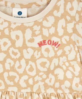 Платье с принтом леопард с длинным рукавом бежевое, 98, 224BBGMC5003 – фото 4