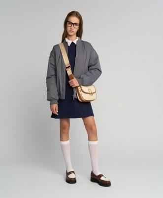 Платье с прорезными карманами синее, 170, 224BBGS50031000 – фото 3