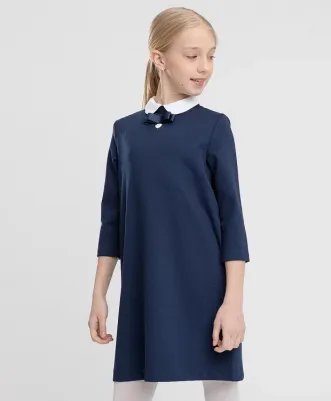 Платье синее с воротником 146 – фото 7