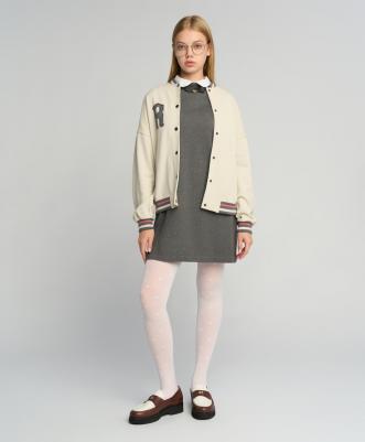 Платье со съемным воротником серое (122)