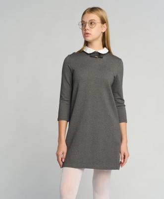 Платье со съемным воротником серое (122) – фото 7