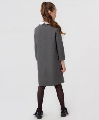 Платье со съемным воротником серое (140) – фото 1