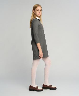 Платье со съемным воротником серое (146) – фото 2