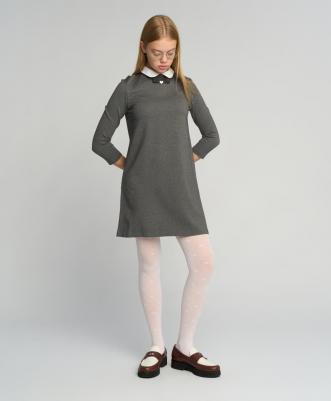 Платье со съемным воротником серое (164) – фото 9