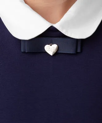 Платье со съемным воротником темно-синее (134) – фото 3