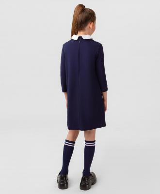 Платье со съемным воротником темно-синее (164) – фото 1