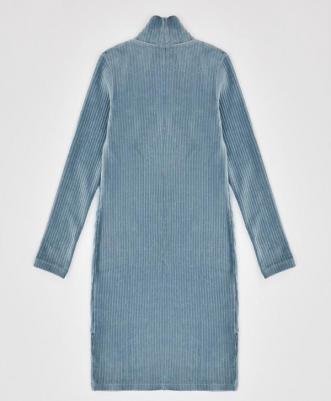 Платье вельветовое по фигуре с воротником-стойкой синее, 134, 224BBGJC5003 – фото 3