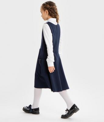 Сарафан с вырезом и юбкой солнце-клеш синий (128) – фото 1