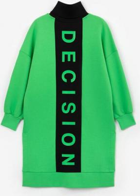 Платье оверсайз трикотажное с длинным рукавом зелёное, 140, 22409GJC5002 – фото 3