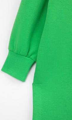 Платье оверсайз трикотажное с длинным рукавом зелёное, 152, 22409GJC5002 – фото 4