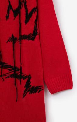 Платье с длинным рукавом вязаное красное для девочки, 140, 22407GJC3601 – фото 5