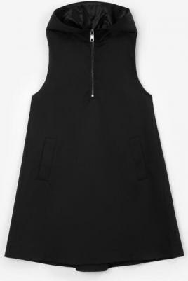 Платье текстильное с капюшоном чёрное для девочки, 164, 224GSGJC2501 – фото 1