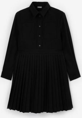 Платье текстильное с накладными карманами чёрное для девочки, 158, 224GSGJC2502