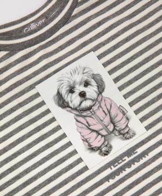 Платье трикотажное с длинным рукавом в полоску для девочки, 116, 22402GMC5002 – фото 2