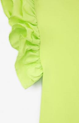 Платье трикотажное яркое с короткими рукавами-воланами салатовое для девочек 4630057388958 – фото 1