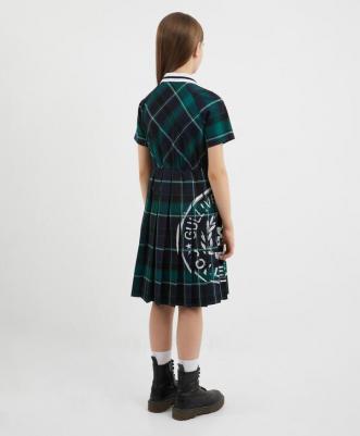 Платье в клетку с отложным воротником зелёное для девочки (134) – фото 1