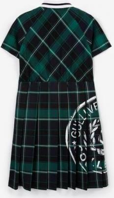 Платье в клетку с отложным воротником зелёное для девочки (152) – фото 2