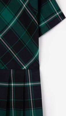Платье в клетку с отложным воротником зелёное для девочки (152) – фото 3