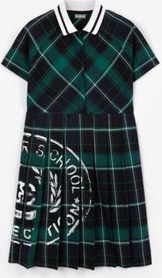 Платье в клетку с отложным воротником зелёное для девочки (152) – фото 4