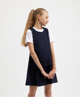 Сарафан с заниженной линией талии синий (158) – фото 5