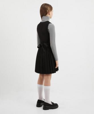 Сарафан текстильный с запахом черный для девочки, 170, 224GSGC2504 – фото 3