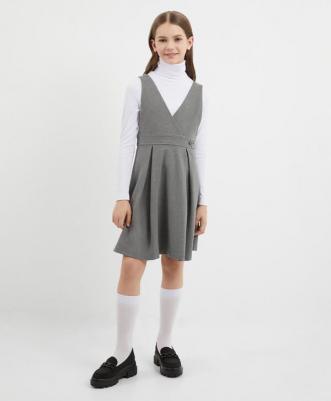 Сарафан трикотажный А-образной формы серый для девочки (146)