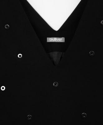 Сарафан трикотажный с люверсами чёрный для девочки (152) – фото 1