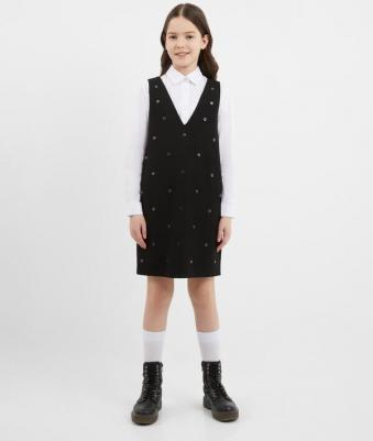 Сарафан трикотажный с люверсами чёрный для девочки (152) – фото 3