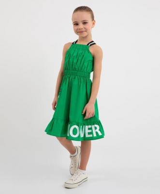 Сарафан яркий из поплина зеленый для девочек (104) – фото 2