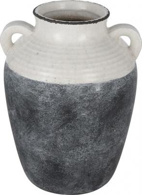 Ваза керамическая для цветов 17 x 17 x 23 см серо-бежевая