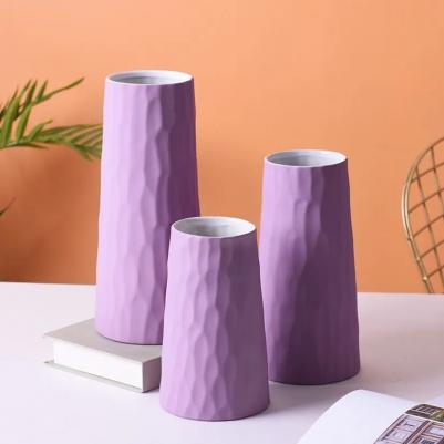 Интерьерная ваза для цветов из керамики, H20см, цвет сиренивый – фото 2