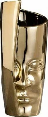 Керамическая ваза лицо для цветов и сухоцветов, декор для дома, цвет золотой