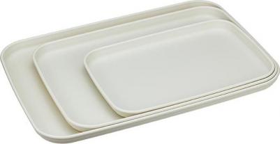 Поднос набор из 3-х шт М1108 белый ротанг (35х25, 30,5х22, 24х17) – фото 1