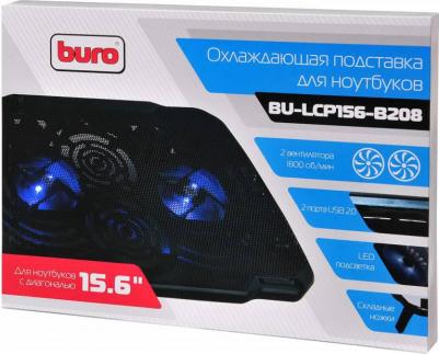 Подставка для ноутбука BU-LCP156-B208 15.6"355x260x21мм 2xUSB 2x 80ммFAN 560г металлическая