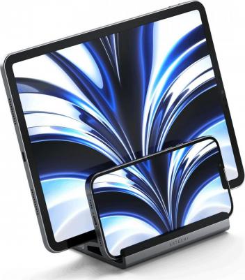 Настольная двойная подставка Dual Vertical Laptop Stand для ноутбуков и планшетов серый космос – фото 4