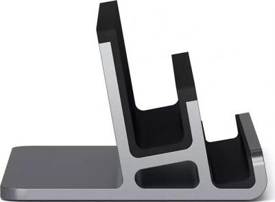 Настольная двойная подставка Dual Vertical Laptop Stand для ноутбуков и планшетов серый космос – фото 6