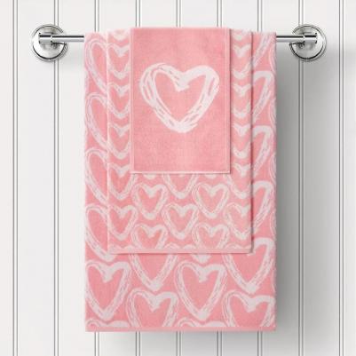 Полотенце, Ткань махровая, Фолин ин лав, цвет: розовый 70х130 см – фото 2