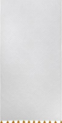 Полотенце банное для ванной 70х140 см из коллекции Essential для тела хлопковое белое с кисточками цвета карри TK23-BT0005 – фото 7