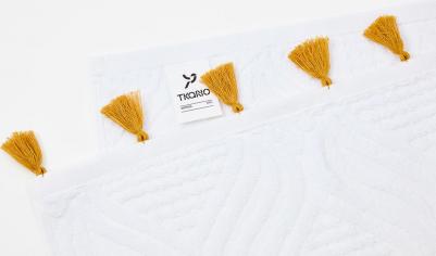 Полотенце банное для ванной 70х140 см из коллекции Essential для тела хлопковое белое с кисточками цвета карри TK23-BT0005 – фото 9