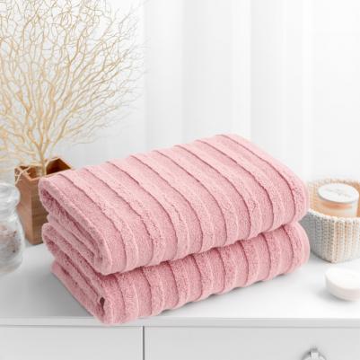 Набор полотенец махровых 2 штуки 50х90/70x140 см 500 г/кв.м розовые – фото 6