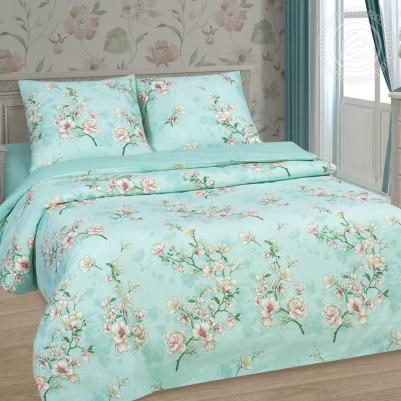 Комплект постельного белья Миндаль евро бирюзовый – фото 4